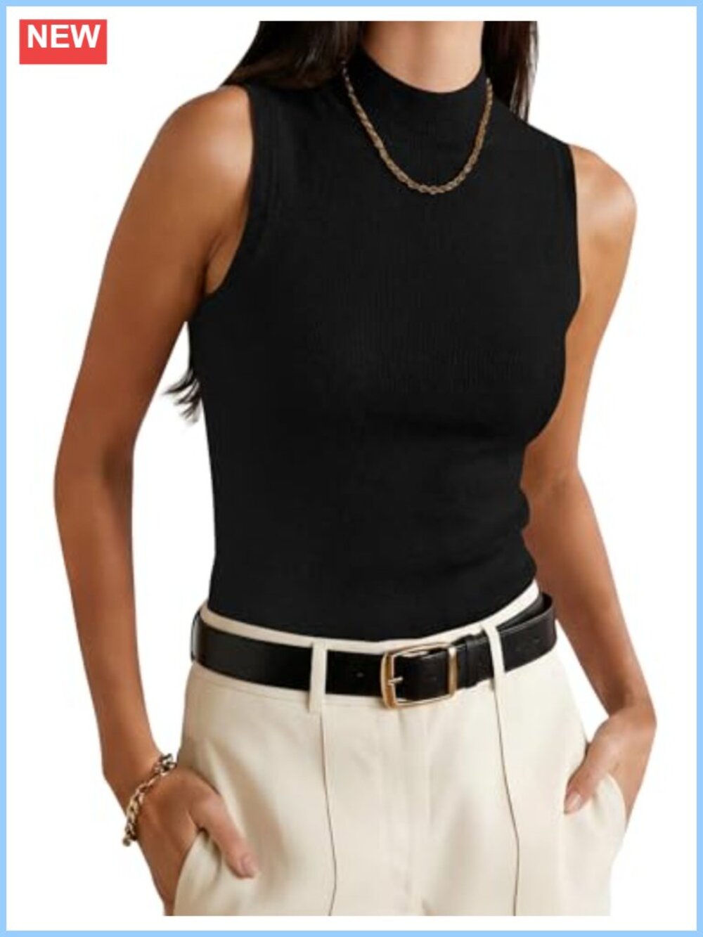 Wool Blend Lightweight Sweater Vest Mock Neck Tank Top Business Casual